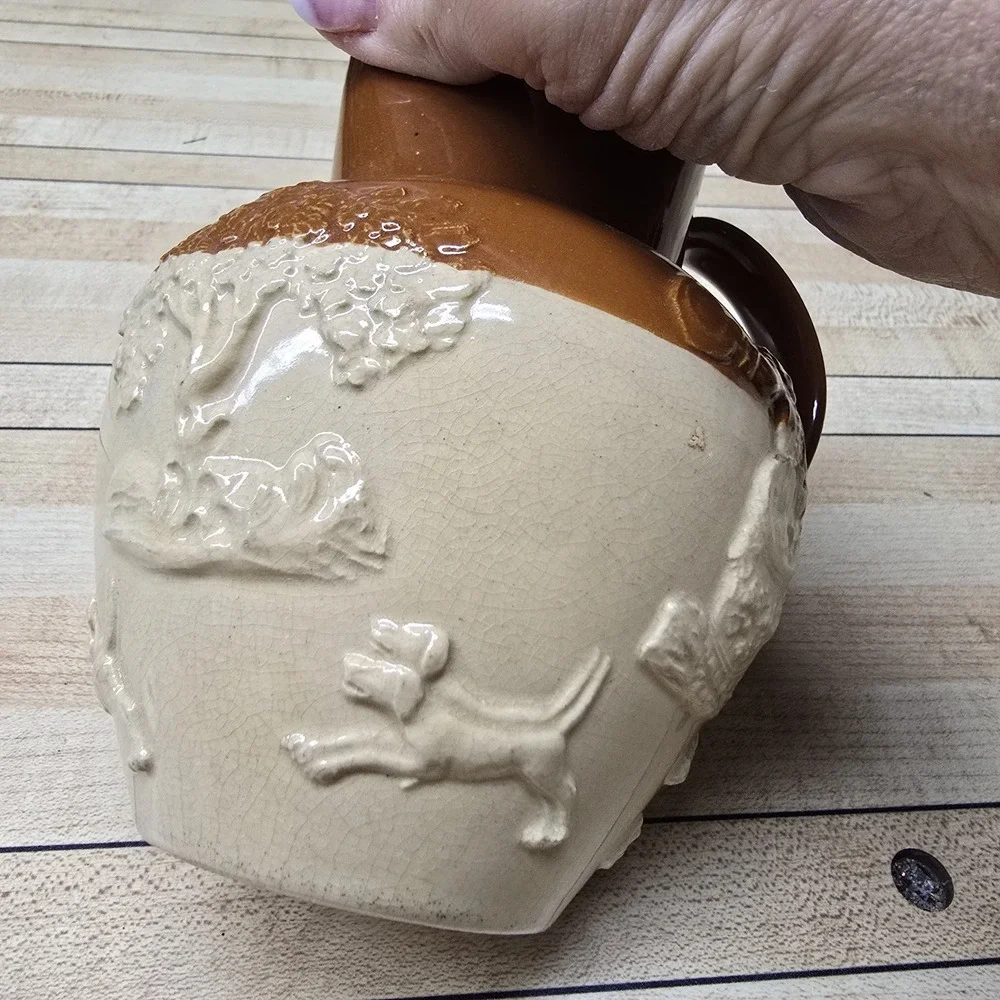 Antique Stoneware Hunting 5 1/2